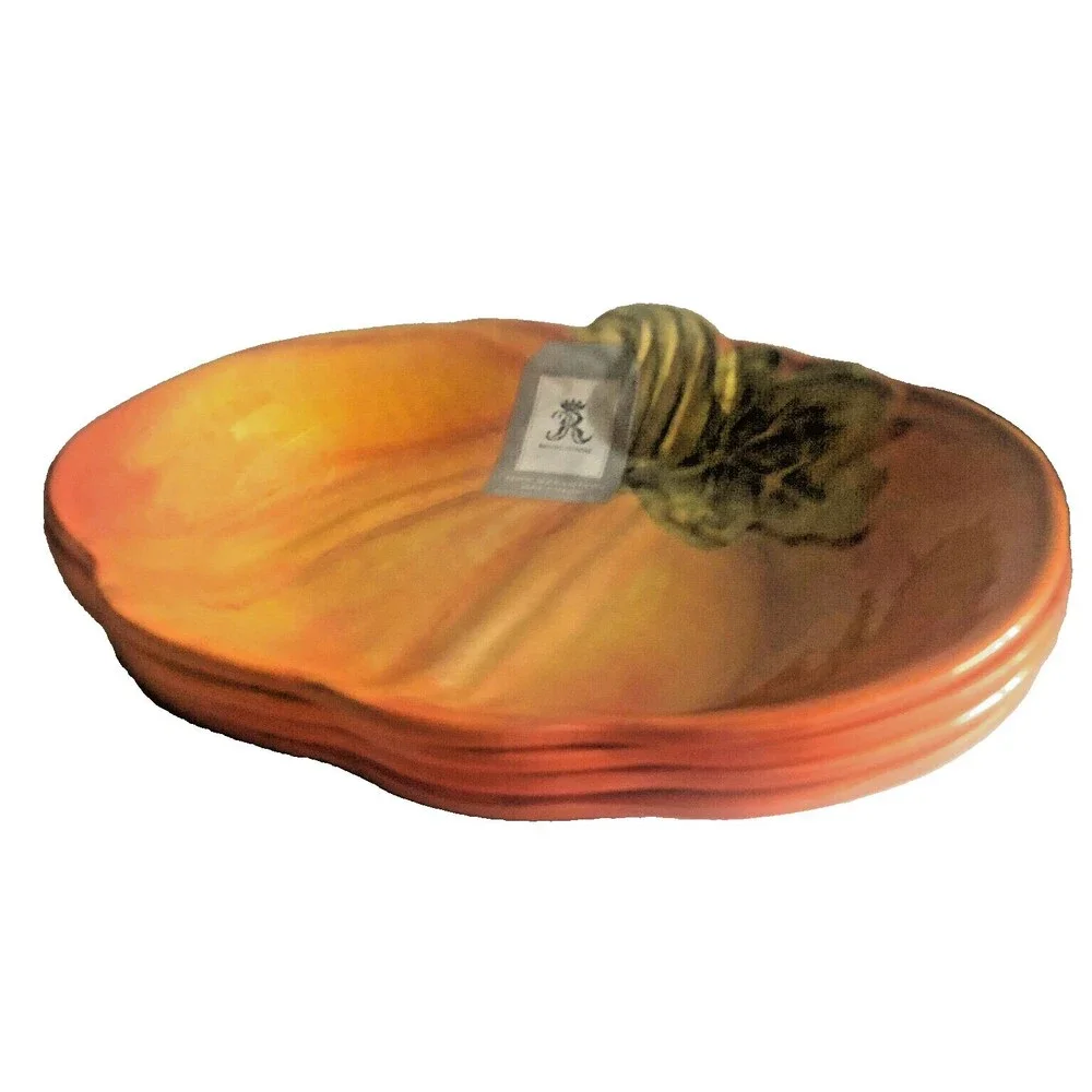 Rachel Ashwell Thanksgiving Plates Bowl Melamine Pumpkin Shaped Serving Set of 4